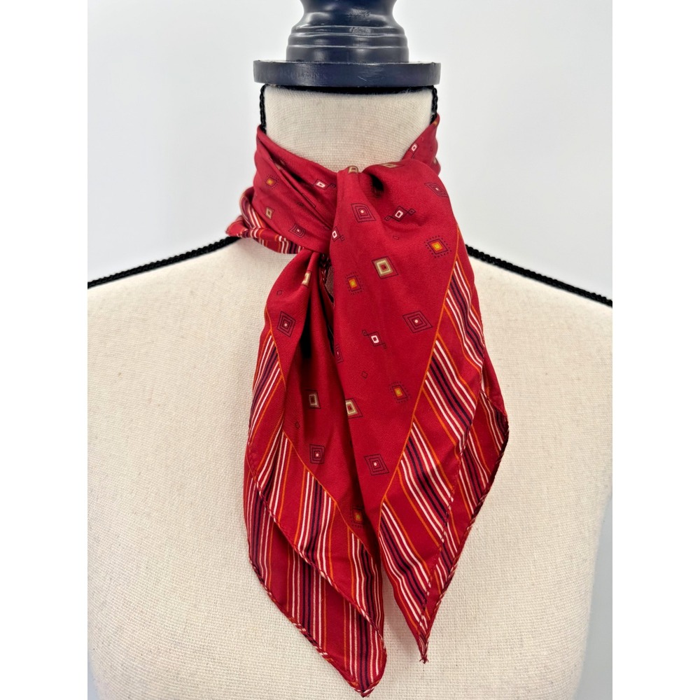 Gap Silk Square Scarf Neck Wrap Small Striped Geometric Heritage 19.5x20 Italy